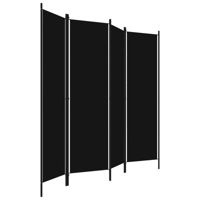 vidaXL Parawan 4-panelowy, czarny, 200 x 180 cm