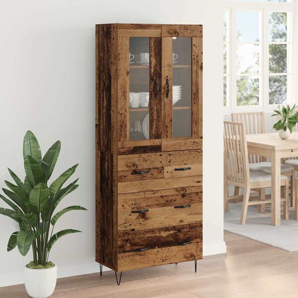 vidaXL Highboard z szufladą Stare drewno 69,5 x 34 x 90 cm