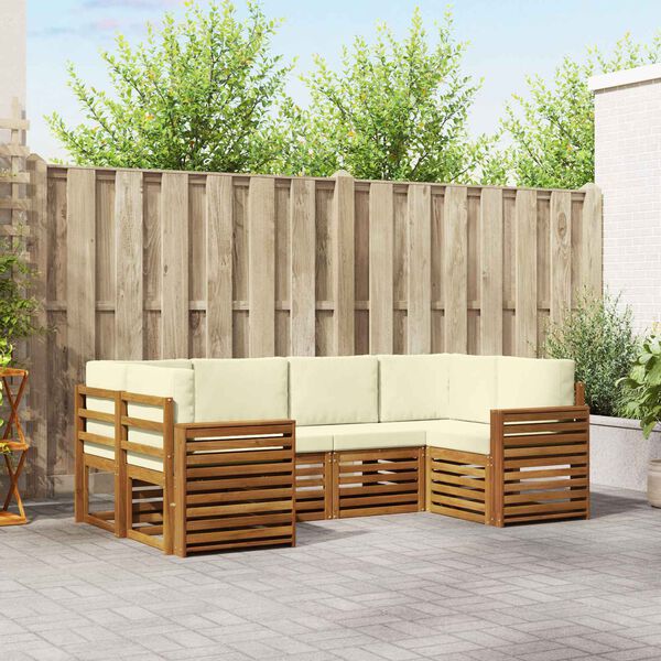 vidaXL Zestaw sofy narożnej z poduszką 6 pcs Naturalny i Kremowy