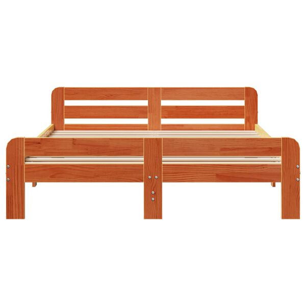 vidaXL Ł&oacute;żko bez materaca, woskowy brąz, 140x200 cm, drewno sosnowe