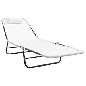 vidaXL Składany leżak Kremowy 182 x 55 x 85,5 cm Textilene