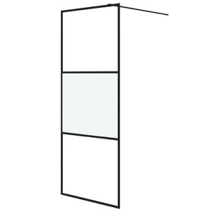 vidaXL Ścianka prysznicowa, czarna, 80x195 cm, p&oacute;łmrożone szkło ESG