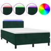 vidaXL Ł&oacute;żko kontynentalne z materacem i LED, ciemna zieleń, 120x190cm