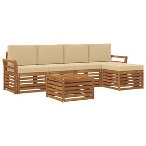 vidaXL Zestaw sof na zewnątrz z poduszką 6 pcs Naturalny i Beżowy