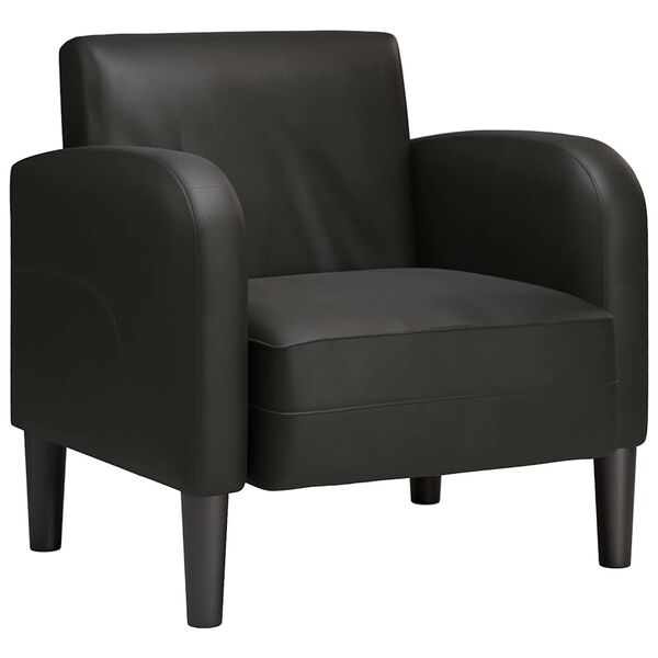 vidaXL Sofa Fotel z Podłokietnikami Czarny 54 cm Sk&oacute;ra ekologiczna
