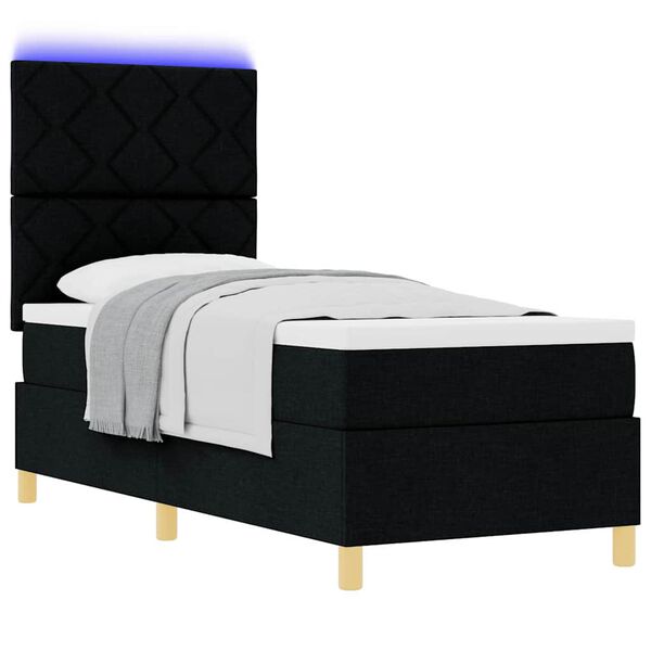 vidaXL Łóżko sprężynowe z materacem Czarny 80 x 200 cm tkanina