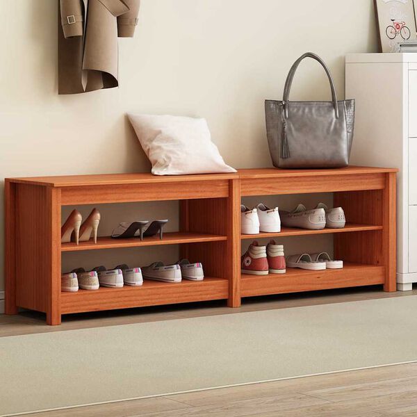 vidaXL Ławka na buty z p&oacute;łką Woskowy Brąz 160 x 36,5 x 50 cm