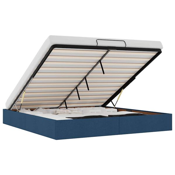 vidaXL Rama łóżka otomana bez materacem, niebieska, 200x200cm, tkanina