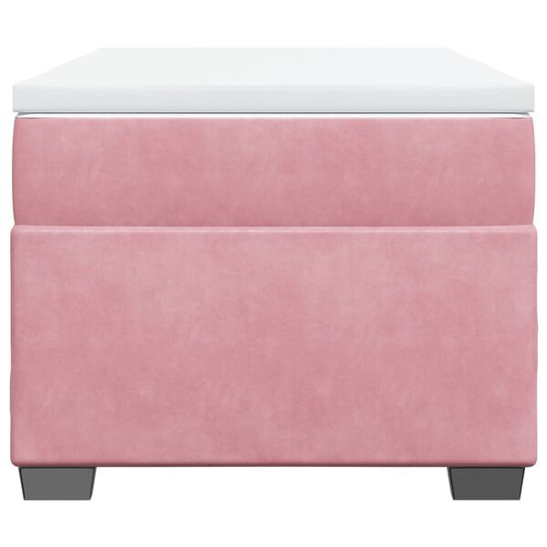 vidaXL Łóżko kontynentalne z materacem, różowe, aksamit, 90x200 cm