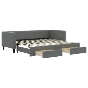 vidaXL Sofa rozsuwana z szufladami, ciemnoszara, 80x200 cm, tkanina