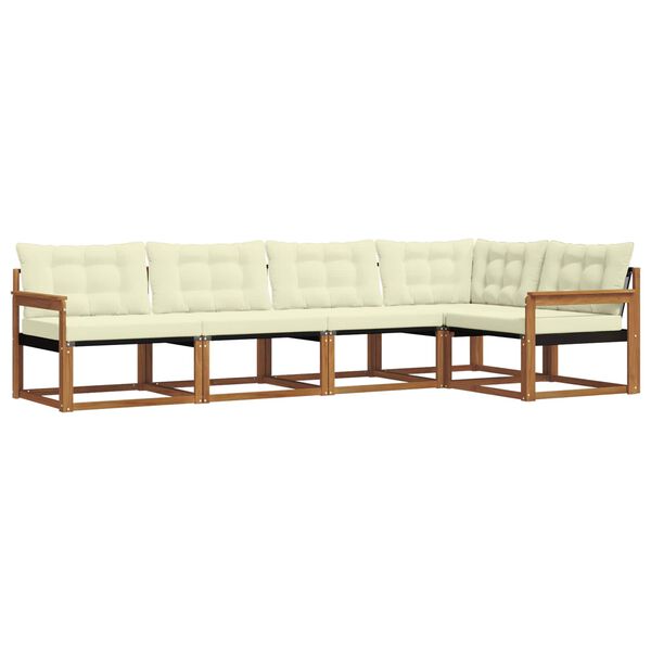 vidaXL Zestaw sof na zewnątrz z poduszką 5 pcs Naturalny i Kremowy