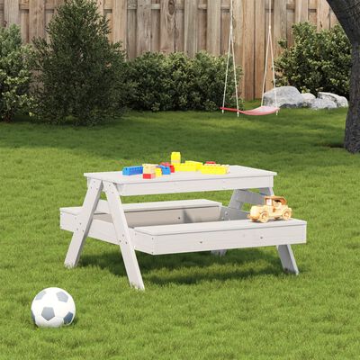 vidaXL Stół piknikowy dla dzieci, biały, 88x97x52 cm, drewno sosnowe