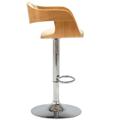 vidaXL Krzesło barowe, kremowe, gięte drewno i sztuczna skóra