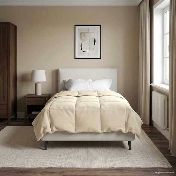 vidaXL Kołdra na cały rok Kwiłtowany Kremowy 140 x 220 cm Mikrofibra