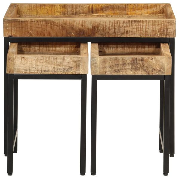 vidaXL Stoliki kawowe, zsuwane razem, 3 szt., drewno mango i żelazo