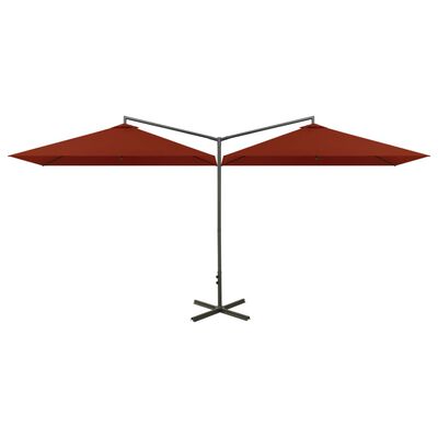 vidaXL Podwójny parasol na stalowym słupku, terakotowy, 600x300 cm