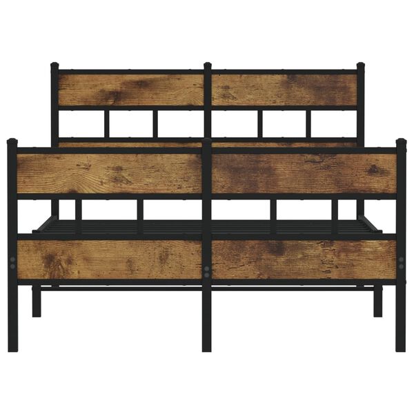 vidaXL Metalowa rama łóżka, bez materaca, przydymiony dąb, 120x200 cm