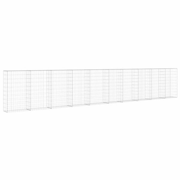 vidaXL Ściana gabionowa z pokrywami, galwanizowana stal, 600x30x100 cm