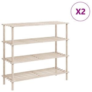 vidaXL Regały na buty z 4 p&oacute;łkami, 2 szt., lite drewno jodłowe