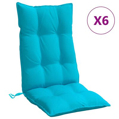 vidaXL Poduszki na krzesła z wysokim oparciem, 6 szt., turkusowe