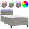 vidaXL Ł&oacute;żko kontynentalne z materacem i LED, szare 80x200 cm, aksamit