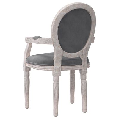 vidaXL Krzesło stołowe, ciemnoszare, 54x56x96,5 cm, obite aksamitem