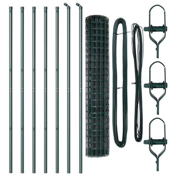 vidaXL Ogrodzenie z słupkiem Zielony 1,6 x 10 m Stal i PVC