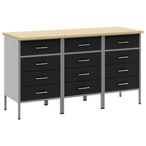vidaXL Szafka robocza 3 szt. Czarny i szary 150 x 55 x 85 cm