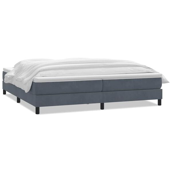 vidaXL Ł&oacute;żko typu Box Spring z materacem Ciemnoszary 180x220cm Aksamit