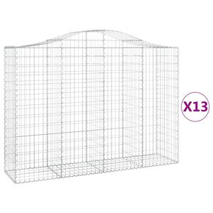 vidaXL Kosze gabionowe, 13 szt, 200x50x140/160cm, galwanizowane żelazo