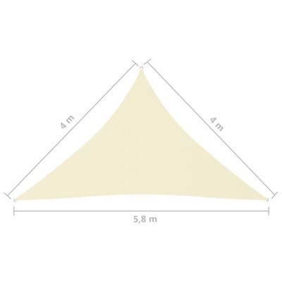 vidaXL Żagiel ogrodowy, tkanina Oxford, trójkątny, 4x4x5,8 m, kremowy