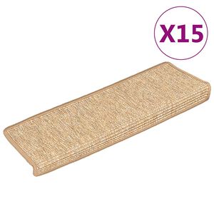 vidaXL Maty na schody 15 szt. 65x21x4 cm Jasnobrązowe, prostokątne krawędzie