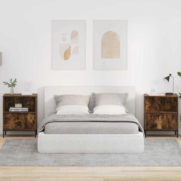 vidaXL Szafka Nocna z szufladą 2 pcs Wędzony dąb 49 x 36 x 61 cm