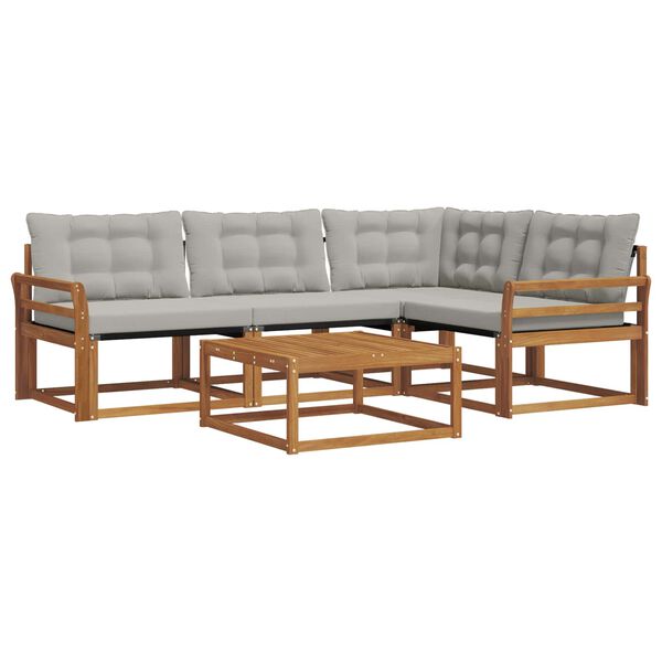 vidaXL Zestaw sof na zewnątrz z poduszką 5 pcs Naturalny i Jasny Szary