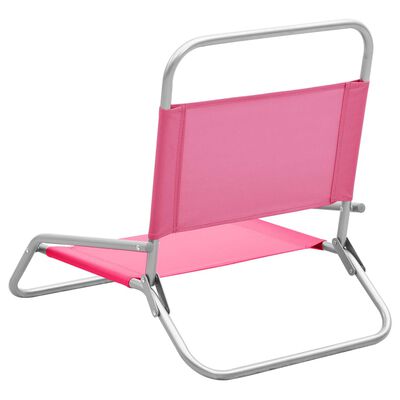 vidaXL Składane krzesła plażowe, 2 szt., różowe, obite tkaniną