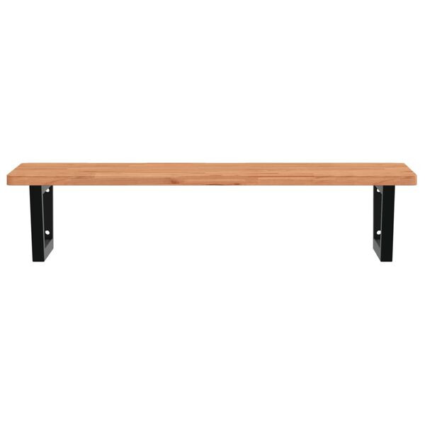 vidaXL P&oacute;łka ścienna pod umywalkę, stal i lite drewno bukowe