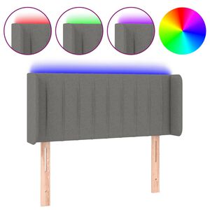 vidaXL Zagł&oacute;wek do ł&oacute;żka z LED, ciemnoszary, 83x16x78/88 cm, tkanina