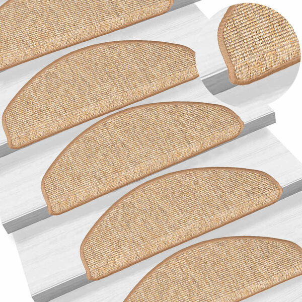 vidaXL Maty na schody 15 szt. 65x21x4 cm Jasnobrązowe, p&oacute;łokrągłe, duże