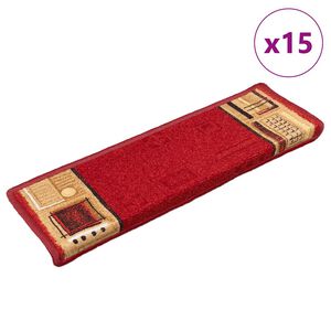 vidaXL Samoprzylepne nakładki na schody, 15 szt., 65x21x4 cm, czerwone