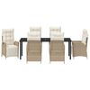 vidaXL Zestaw do jadalni w ogrodzie z poduszką 7 pcs Beżowy polirattan