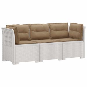 vidaXL Sofa ogrodowa 3-osobowa z poduszkami w rattanowym wyglądzie PP