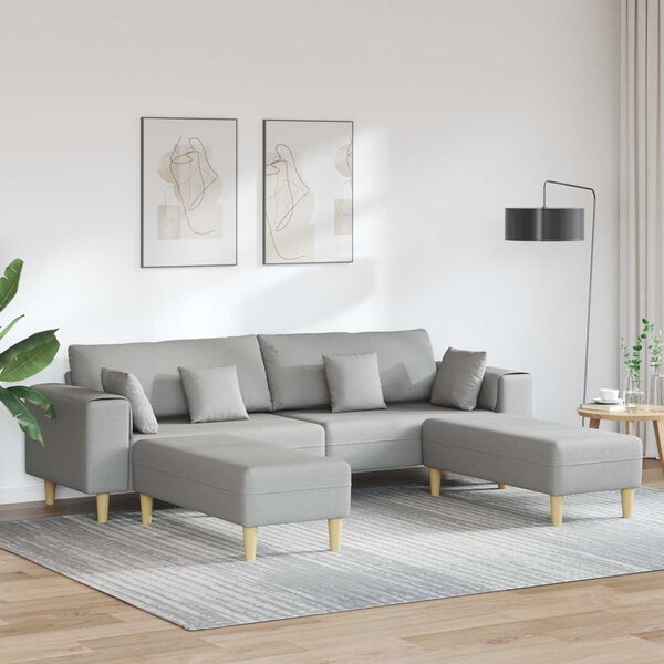 vidaXL Sofa z poduszką 3 pcs Szary chmur tkanina
