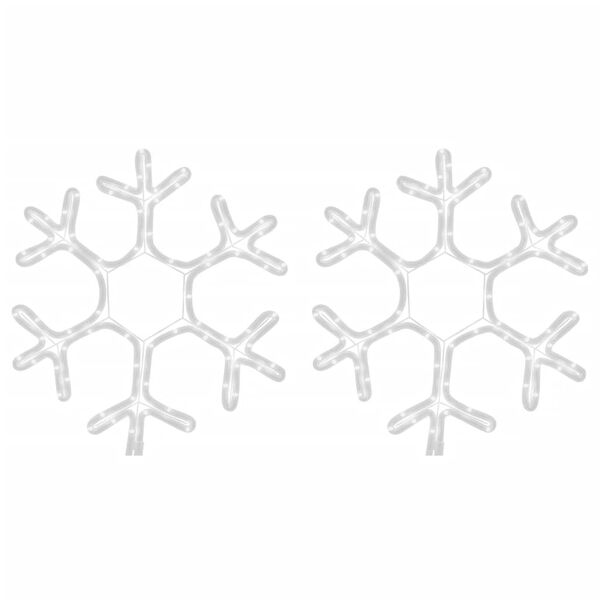 vidaXL Ozdobne śnieżynki, ciepłe białe światło LED, 2 szt., 38x37 cm