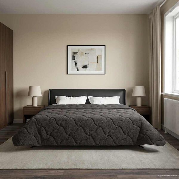 vidaXL Kołdra na cały rok Kwiłtowany Antracyt 220 x 240 cm