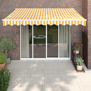 vidaXL Zwijana markiza, automatyczna, ż&oacute;łto-biała, 3x2,5 m