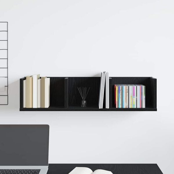 vidaXL P&oacute;łka ścienna z p&oacute;łką Czarny Dąb 75 x 18 x 18 cm