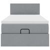 vidaXL Ł&oacute;żko Ottoman z materacem i LED, jasnoszary, 90x200 cm, tkanina