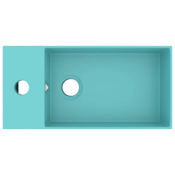 vidaXL Umywalka z otworem przelewowym, ceramika, jasna zieleń