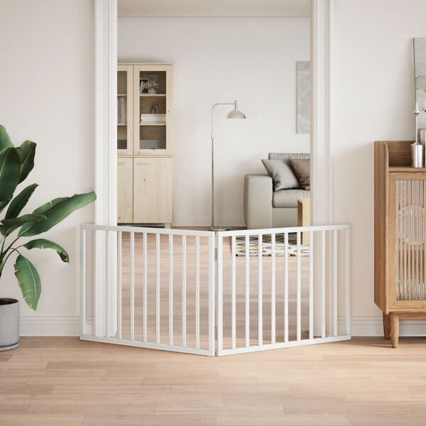 vidaXL Bramka dla psa składana 2 panele biała 160 cm drewno topolowe