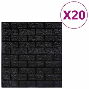 vidaXL Panele 3D z imitacją cegły, samoprzylepne, 20 szt., czarne